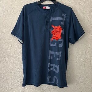 Mens Large MLB Nike Detroit Tigers Baseball Short Sleeve Shirt, Large, Navy Blue